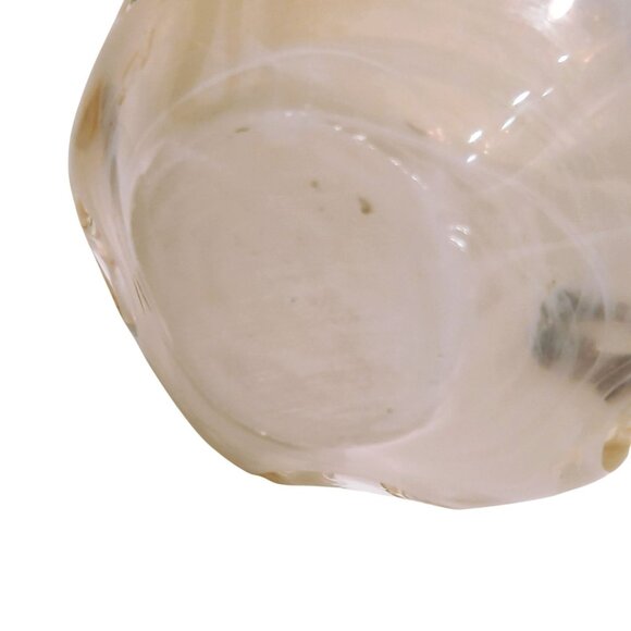 Mid-Century Hand-Blown Art Glass Bowl Wavy Handkerchief Rim Amber Murano-Style - Picture 5 of 5